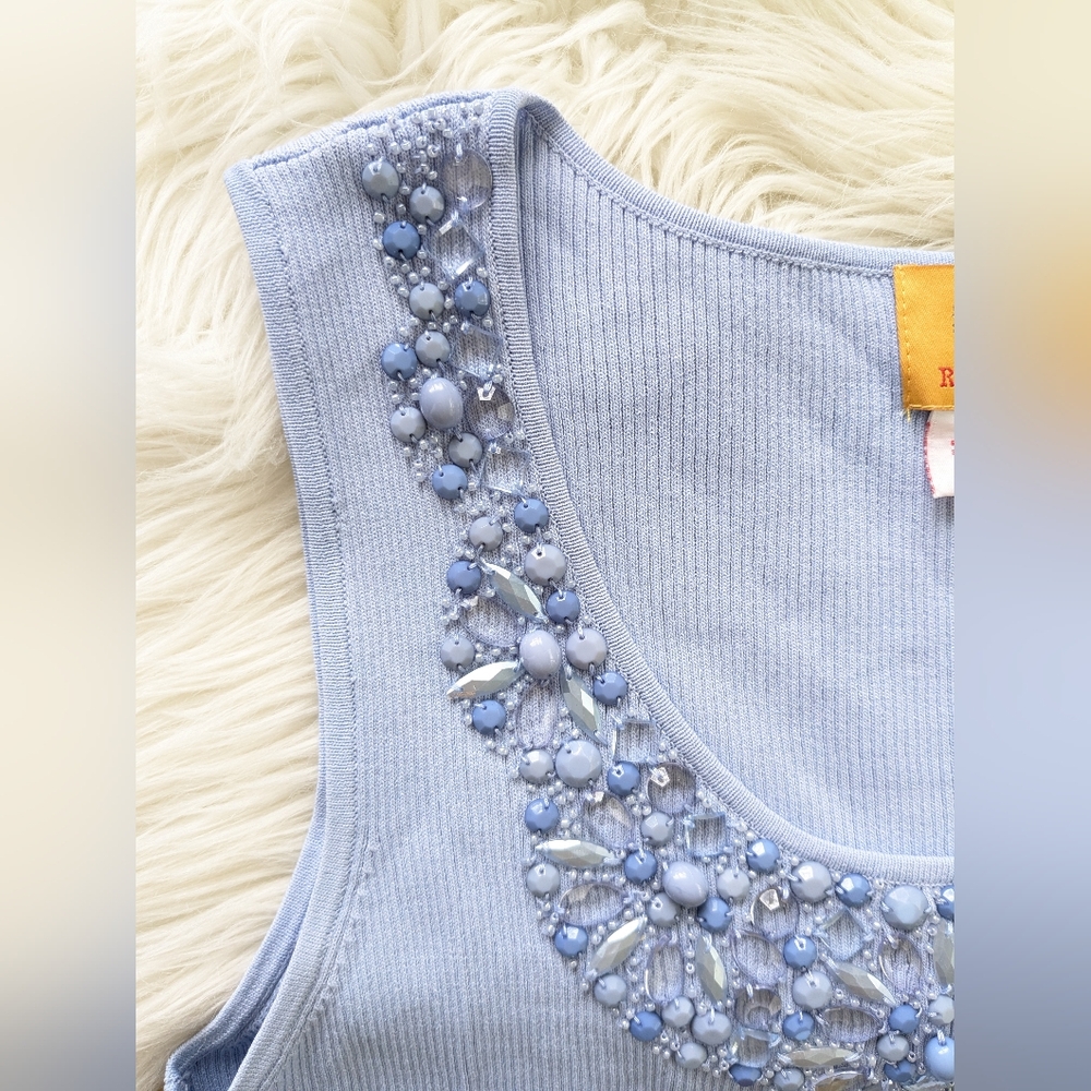 {Ruby Rd.} Periwinkle Beaded Women's Ribbed Tank - Picture 2 of 4